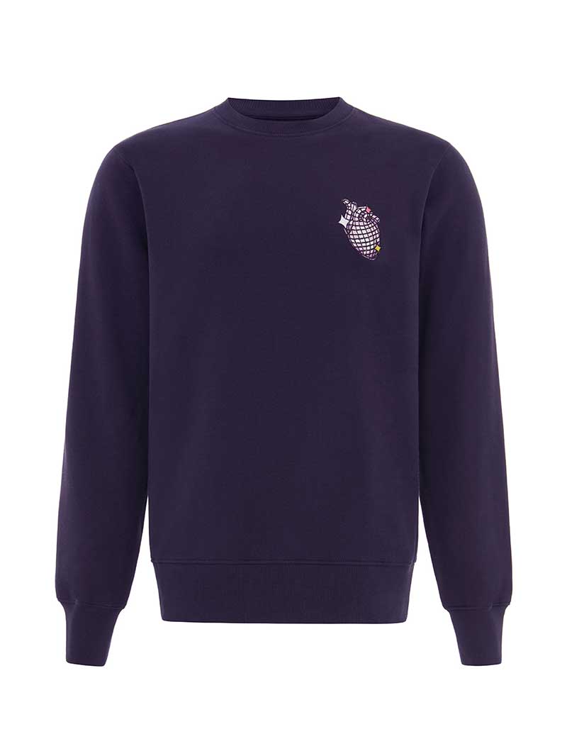 Dazzle Embroidered Mens Sweatshirt, Organic Cotton, in Navy