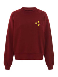 Flash Embroidered Sweatshirt, Organic Cotton, in Burgundy