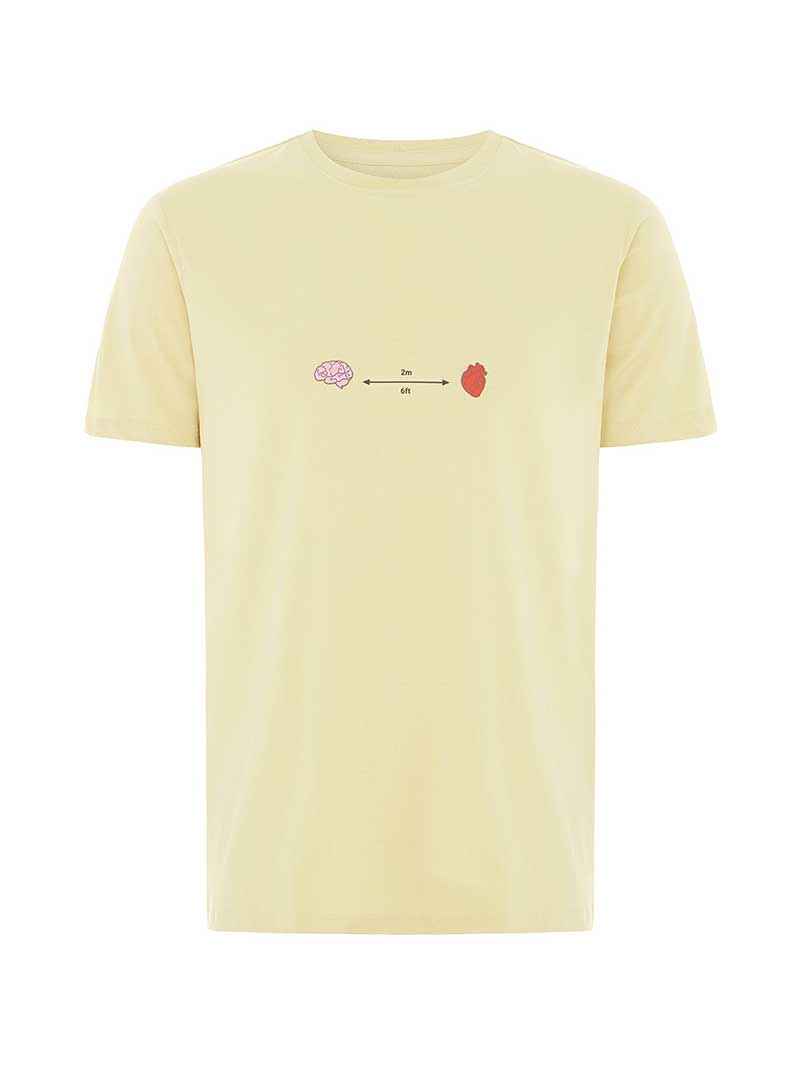 Social Distance Mens Tee, Organic Cotton, in Beige