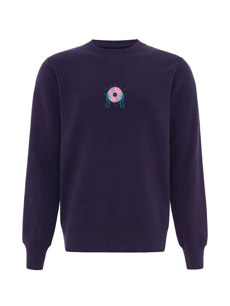 Disco Cult Embroidered Mens Sweatshirt, Organic Cotton, in Navy