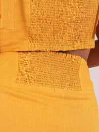 Linen Midi Skirt, Upcycled Linen, in Yellow