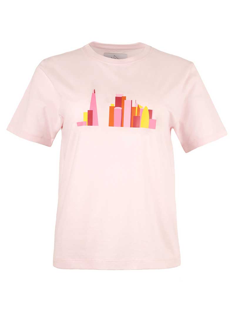London Skyline Tee, Organic Cotton, in Pink