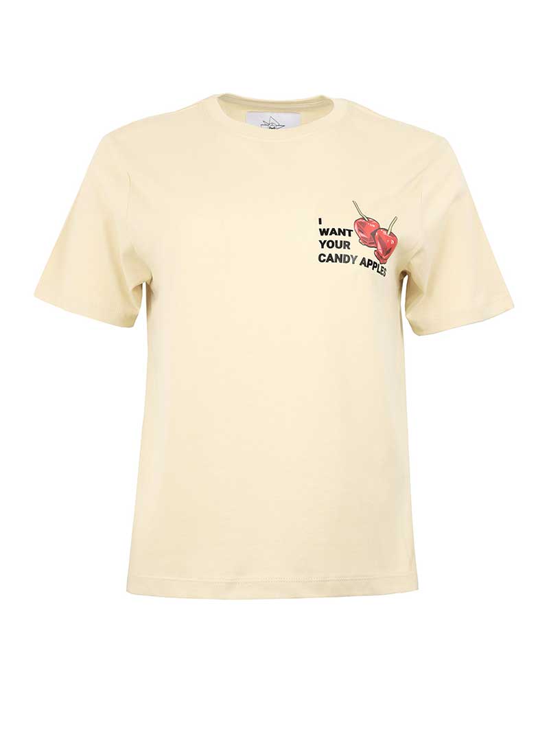 Candy Apples Tee, Organic Cotton, in Beige