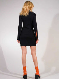 Wicked Zipper Turtleneck Mini Dress, BCI Cotton, in Black