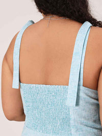 Linen Mini Dress, Upcycled Linen, in Sparkly Light Blue