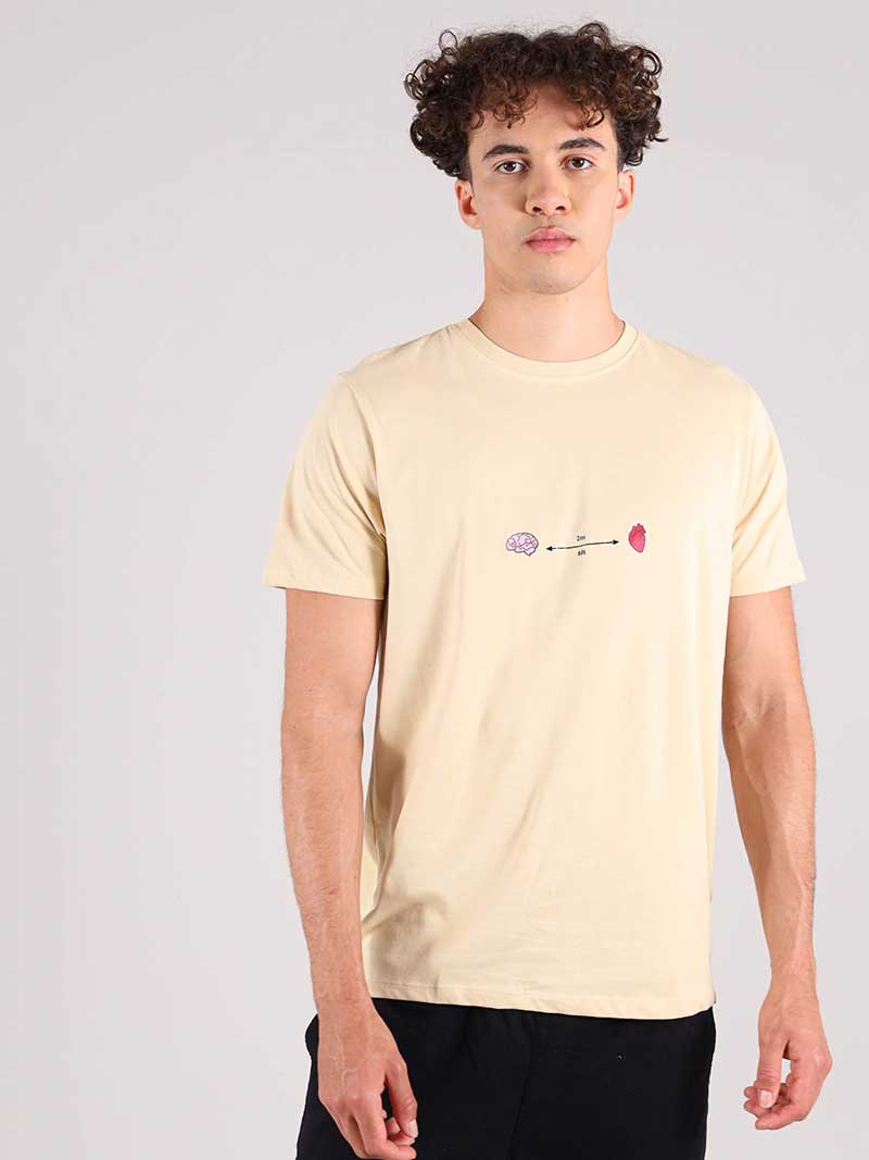 Social Distance Mens Tee, Organic Cotton, in Beige