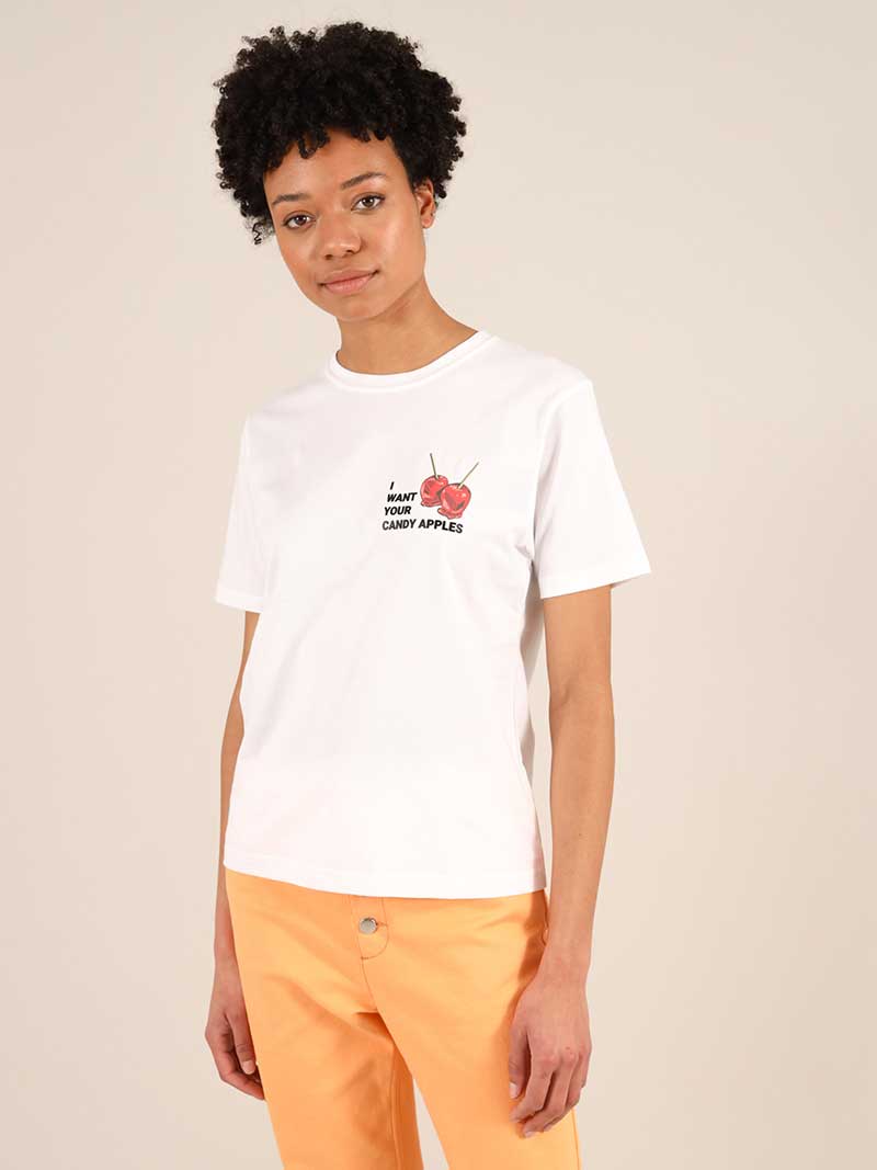 Candy Apples Tee, Organic Cotton, in White