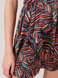 Beachy Halter Neck Mini Dress, Upcycled Viscose, in Colourful Print