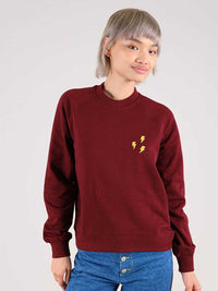 Flash Embroidered Sweatshirt, Organic Cotton, in Burgundy