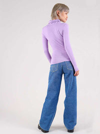 Tangle Gathered Turtleneck, Upcycled Cotton, in Lilac