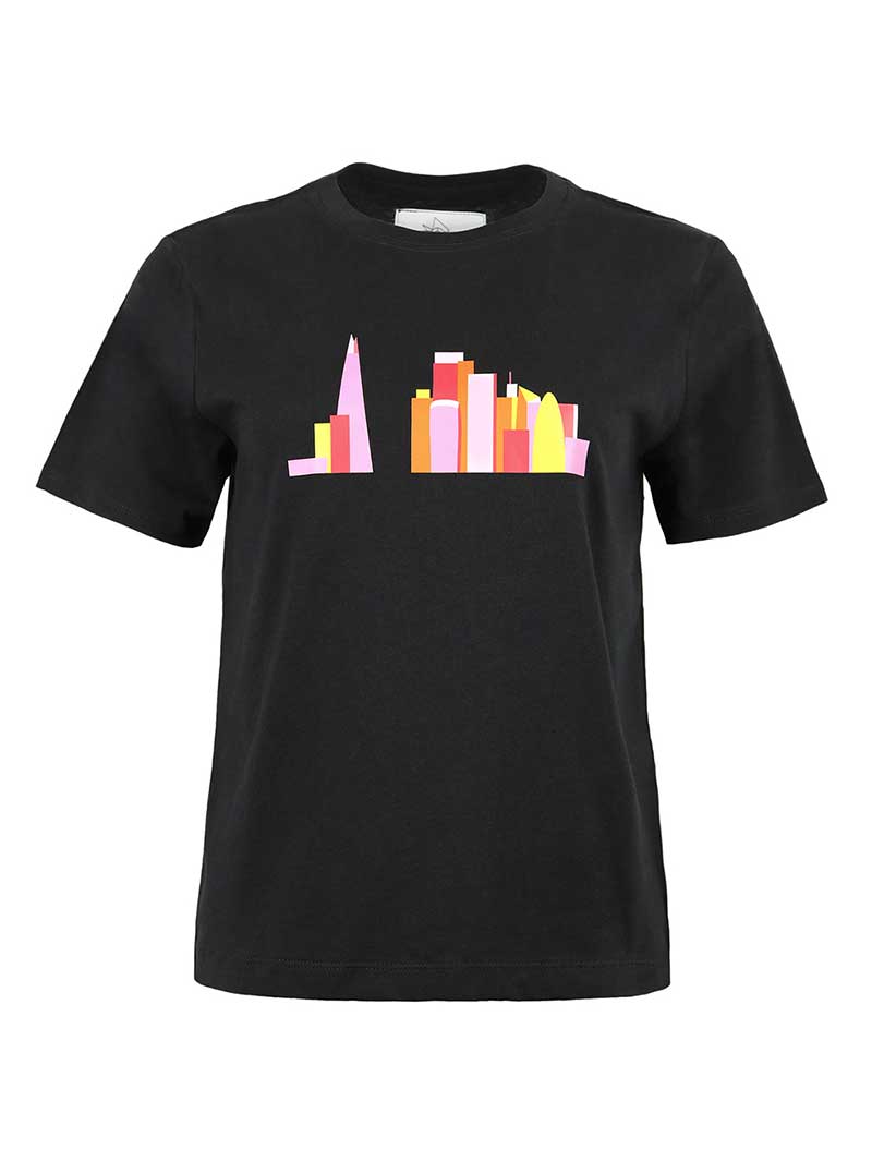 London Skyline Tee, Organic Cotton, in Black