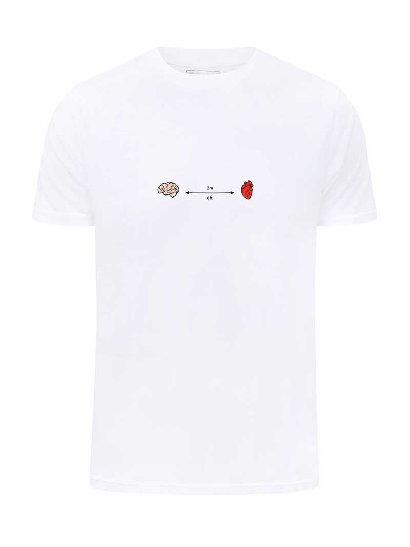 Social Distance Mens Tee, Organic Cotton, in White