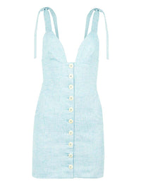 Linen Mini Dress, Upcycled Linen, in Sparkly Light Blue