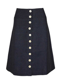 Linen Midi Skirt, Upcycled Linen, in Navy