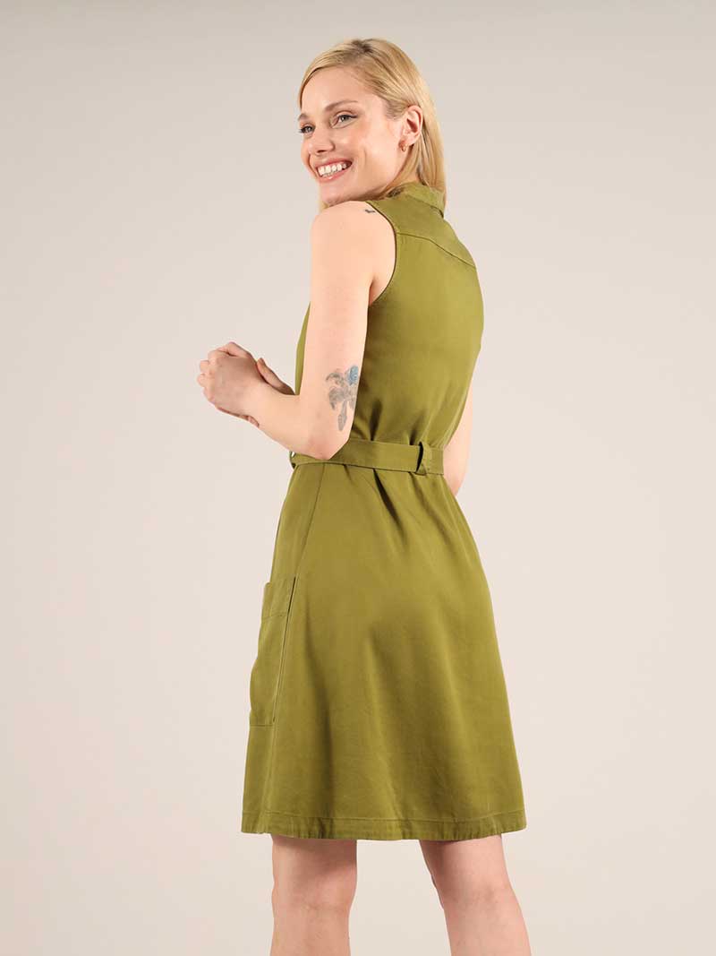 Happy-Go-Lucky Utility Dress, Lyocel, in Green