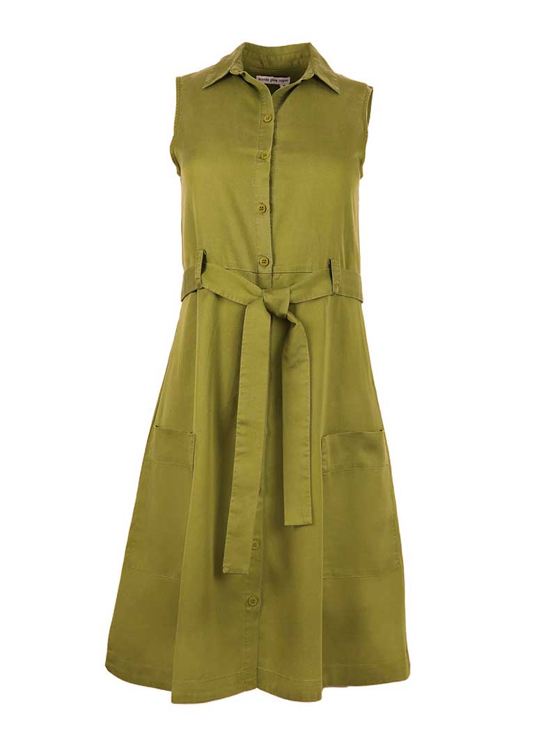 Happy-Go-Lucky Utility Dress, Lyocel, in Green