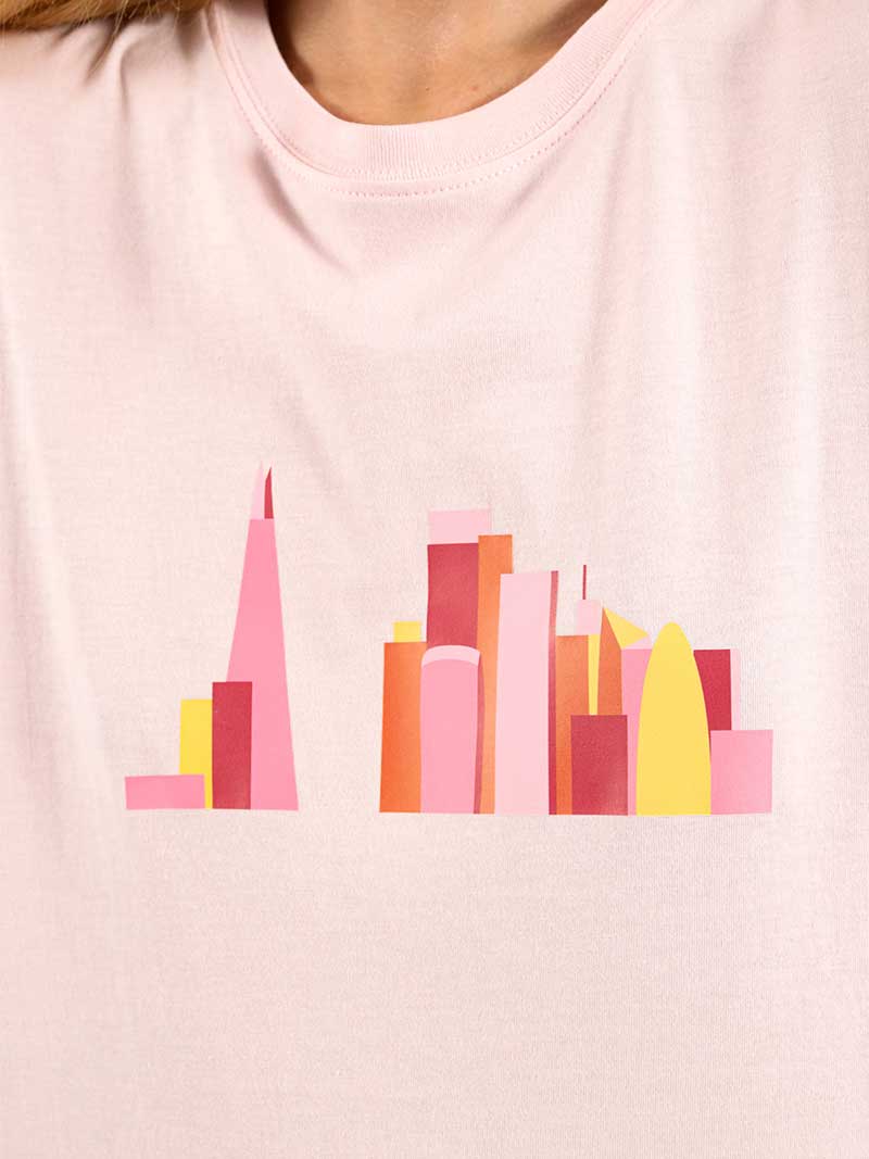 London Skyline Tee, Organic Cotton, in Pink