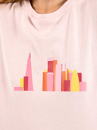 London Skyline Tee, Organic Cotton, in Pink