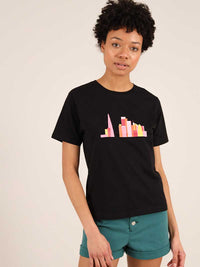 London Skyline Tee, Organic Cotton, in Black