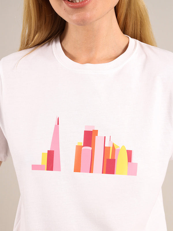 London Skyline Tee, Organic Cotton, in White