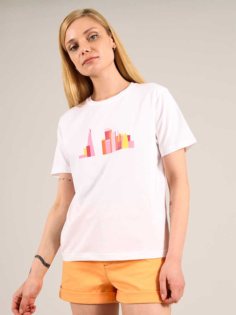 London Skyline Tee, Organic Cotton, in White