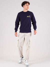 Disco Demolition Embroidered Mens Sweatshirt, Organic Cotton, in Navy