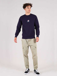 Disco Cult Embroidered Mens Sweatshirt, Organic Cotton, in Navy