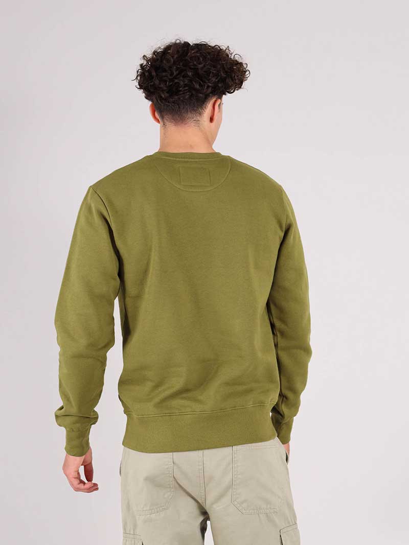 Flash Embroidered Mens Sweatshirt, Organic Cotton, in Khaki Green
