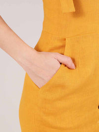 Linen Mini Dress, Upcycled Linen, in Yellow