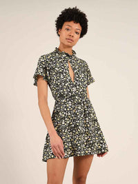 Rebel Backless Mini Dress, Upcycled Viscose, in Black Flower Print