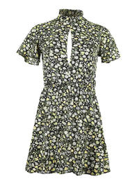 Rebel Backless Mini Dress, Upcycled Viscose, in Black Flower Print