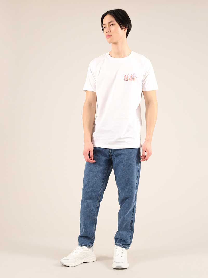 Roller Coaster Mens Tee, Organic Cotton, in White