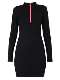 Wicked Zipper Turtleneck Mini Dress, BCI Cotton, in Black