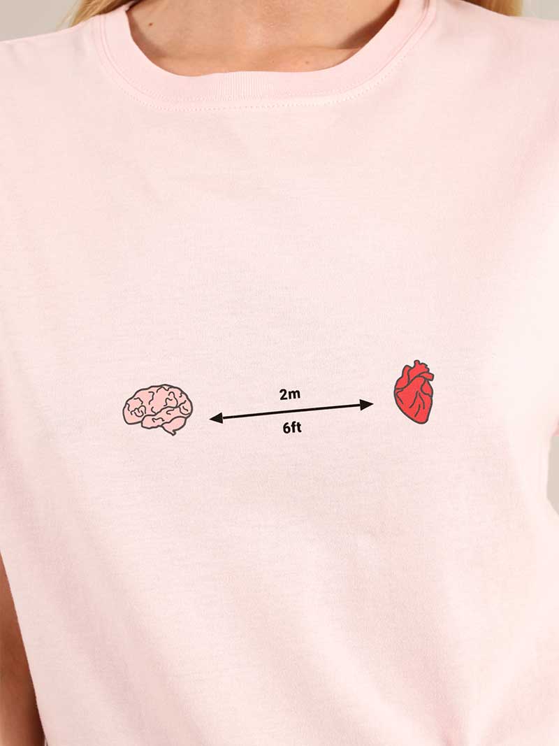 Social Distance Tee, Organic Cotton, in Pink