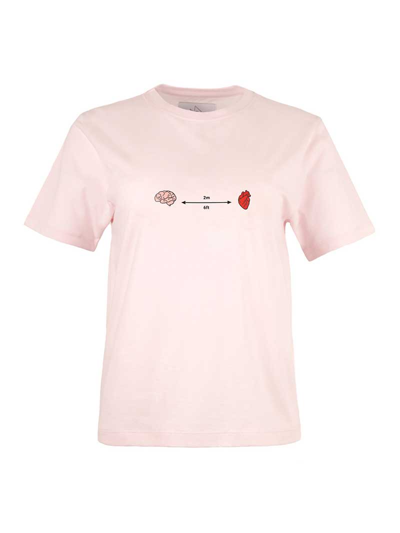 Social Distance Tee, Organic Cotton, in Pink