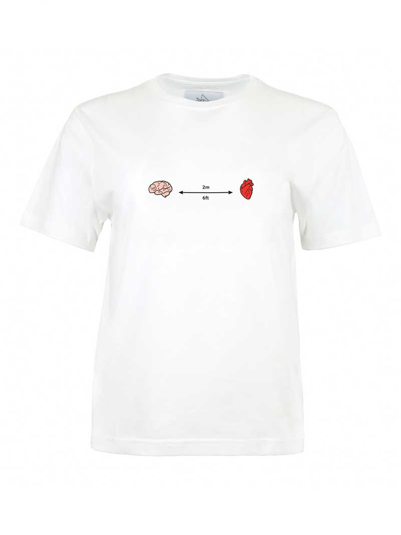 Social Distance Tee, Organic Cotton, in White