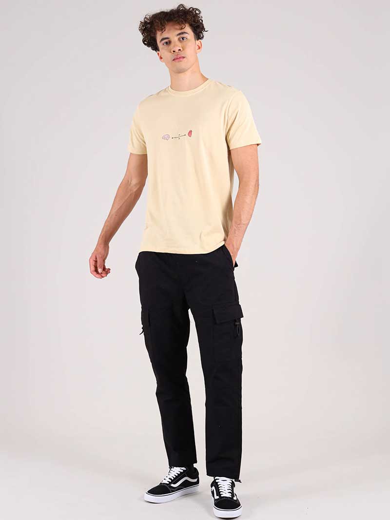 Social Distance Mens Tee, Organic Cotton, in Beige
