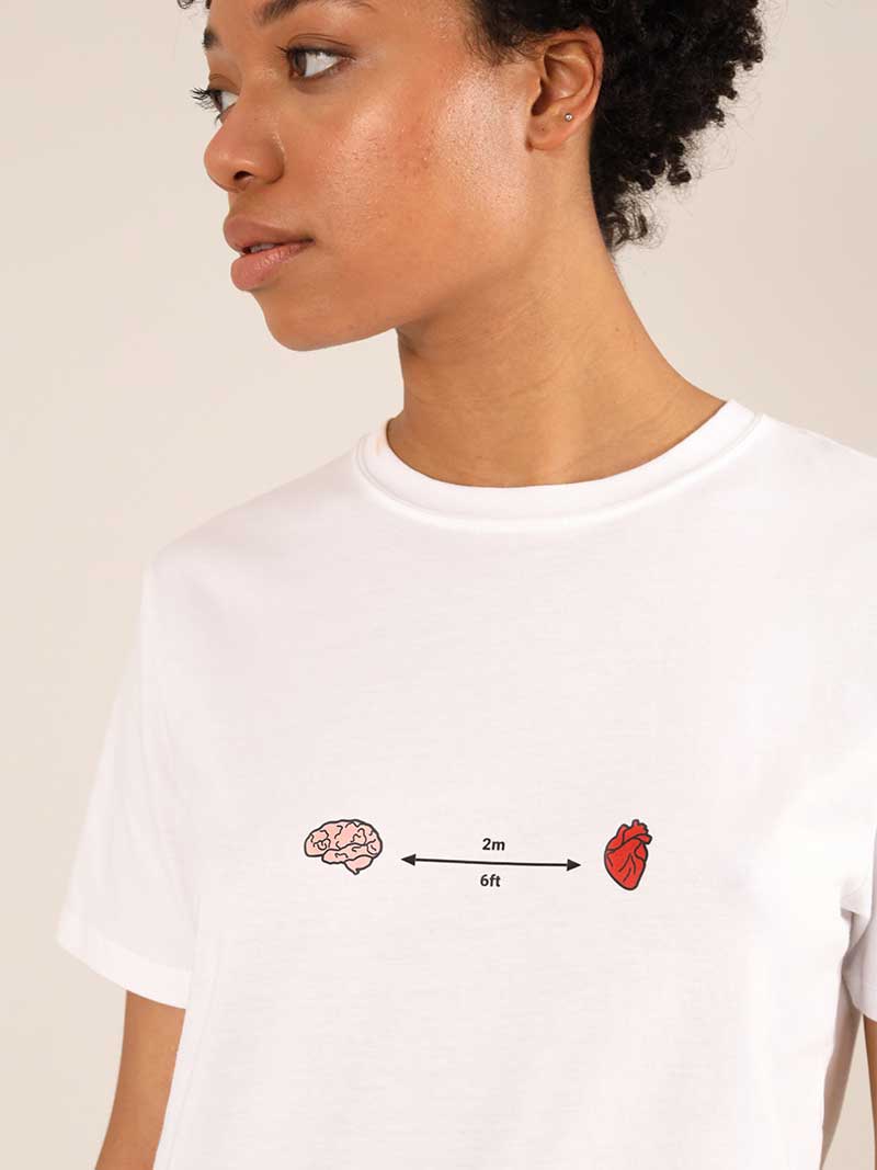 Social Distance Tee, Organic Cotton, in White