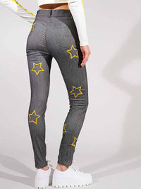 Starstruck Embroidered Skinny Jeans, Upcycled Denim, in Grey