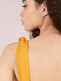 Linen Mini Dress, Upcycled Linen, in Yellow