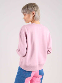 Disco Trip Embroidered Sweatshirt, Organic Cotton, in Ash Pink
