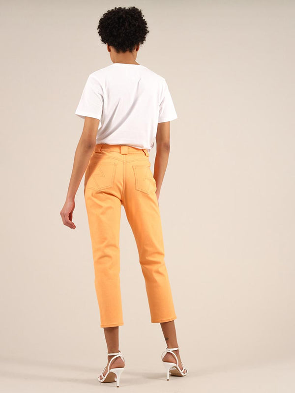 Rogue Crop Leg Jeans, Organic Cotton, in Peach Orange