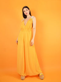 frontshot of blonde gone rogue's eternal summer wide leg jumpsuit