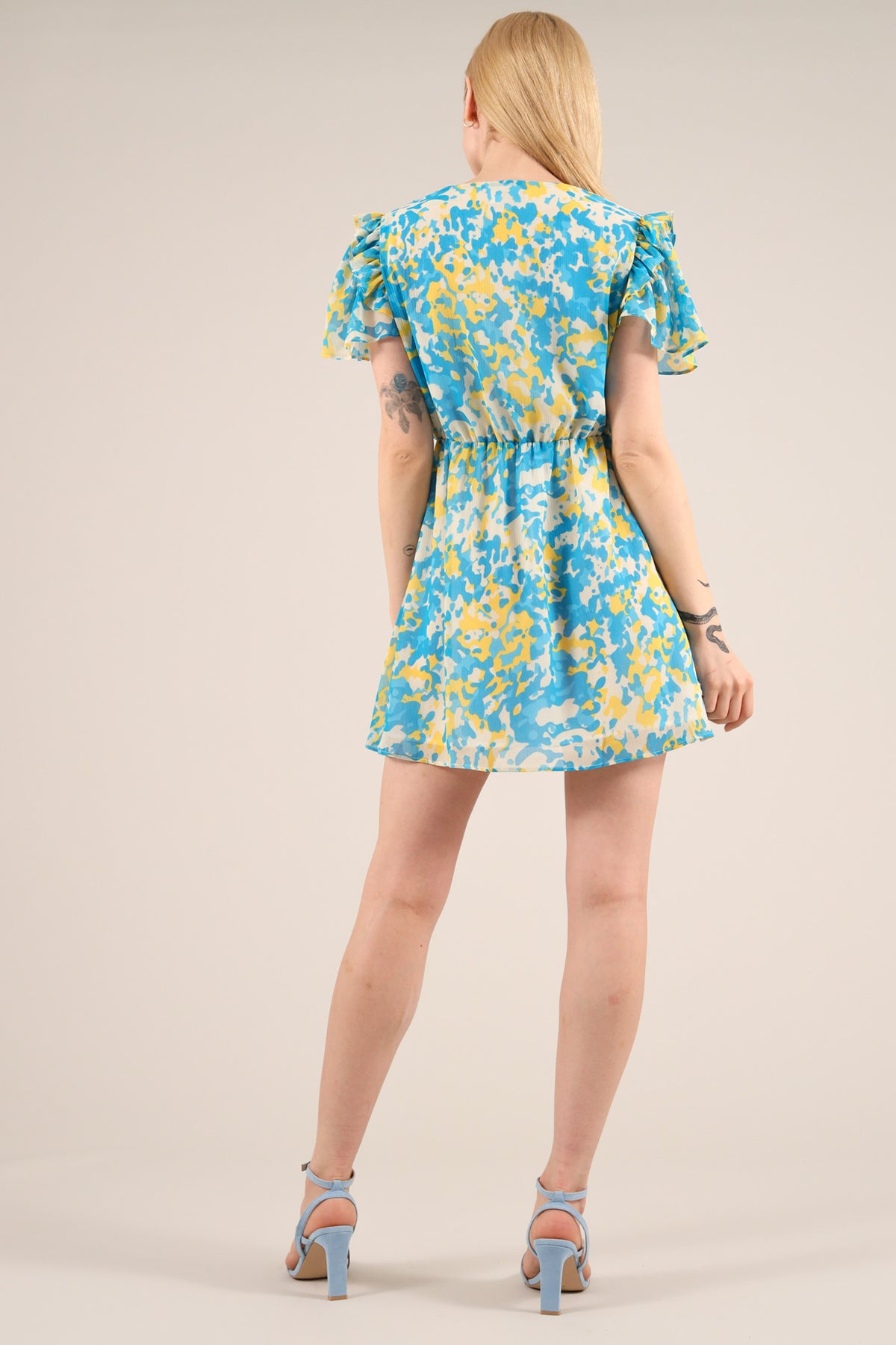 Wildflower Surplice Day Dress, Upcycled Polyester, in Colourful Print