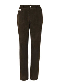 Straight Corduroy Trousers, Upcycled Cotton, in Brown