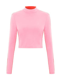 Bougie Crop Turtleneck Top, BCI Cotton, in Pink & Red