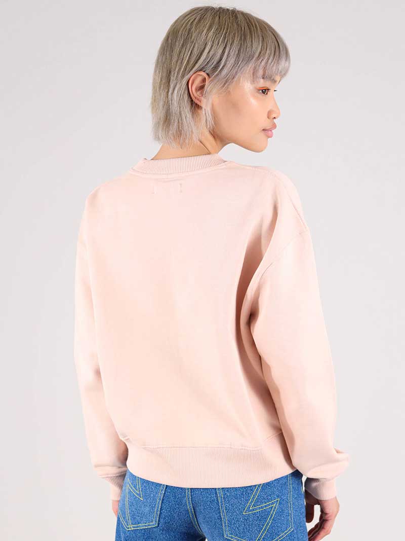 Disco Cult Embroidered Sweatshirt, Organic Cotton, in Pink