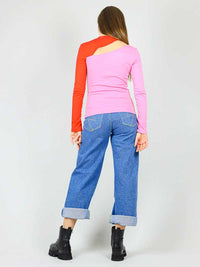 Vanity Slit Top, BCI Cotton, in Pink & Red