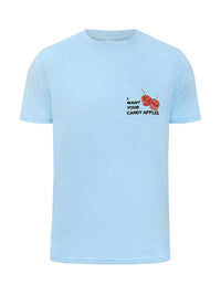 Candy Apples Mens Tee, Organic Cotton, in Light Blue