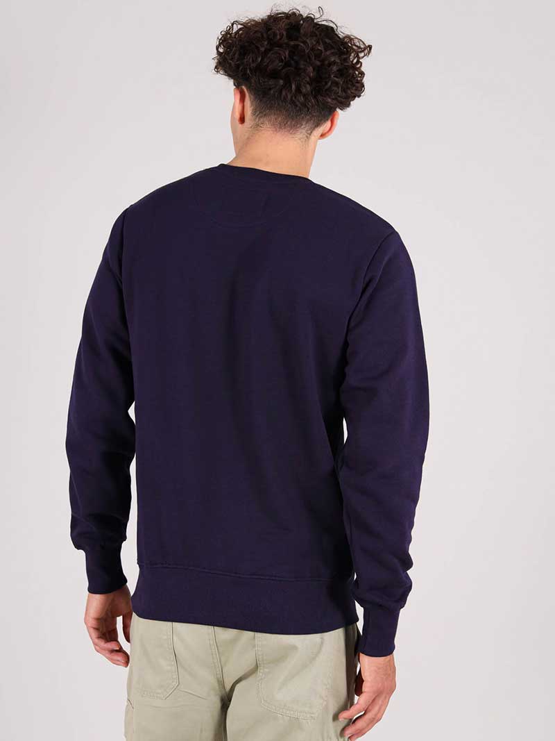 Dazzle Embroidered Mens Sweatshirt, Organic Cotton, in Navy